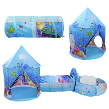 3 in 1 underwater sea Castle Play Tent, Kids Foldable Pop Up fish Play Tent/House Toy for Indoor and outdoor, Conveniently Folds